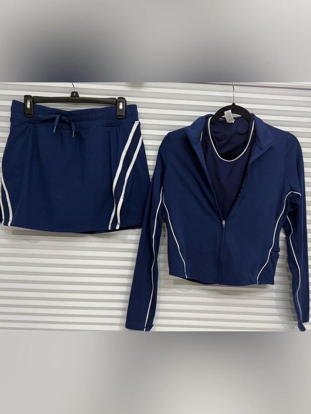 3 piece Navy Athletic  Set - Skort & Matching Jacket w/ Coordinating Sports Bra